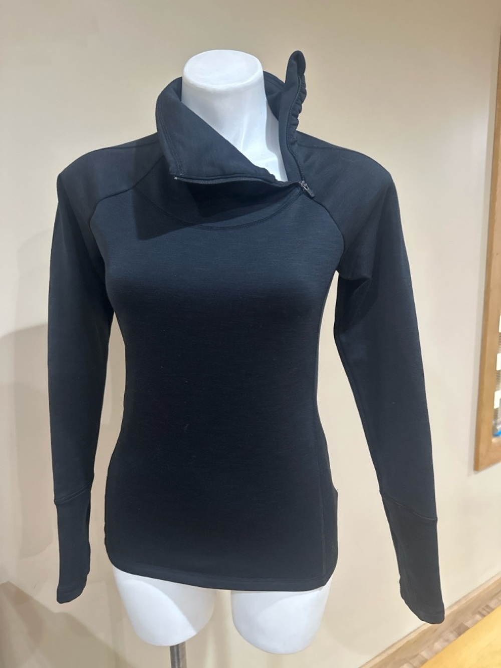 Athleta Black Zip-Front Long Sleeve Top - Picture 2 of 11